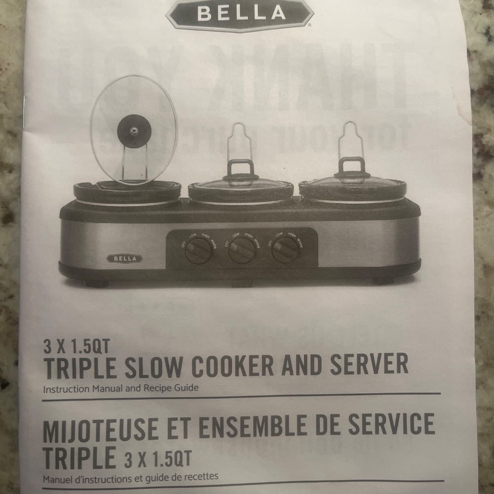 Bella Vita Triple Slow Cooker - Black and Silver